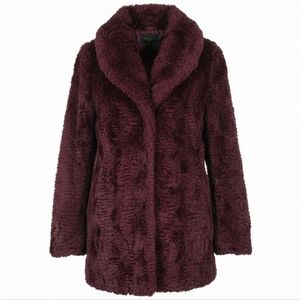 Express Faux Furry PLUSH Teddy Coat Burgundy/deep Wine Color